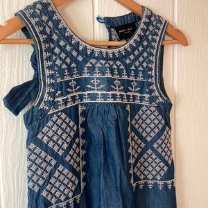 Embroidered Denim Dress